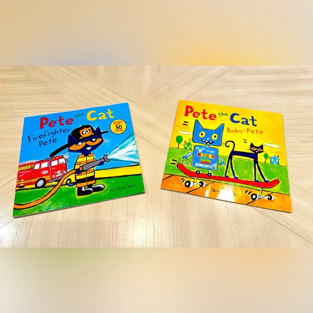 Pete the Cat Paperback Book Bundle – Firefighter Pete & Robo-Pete